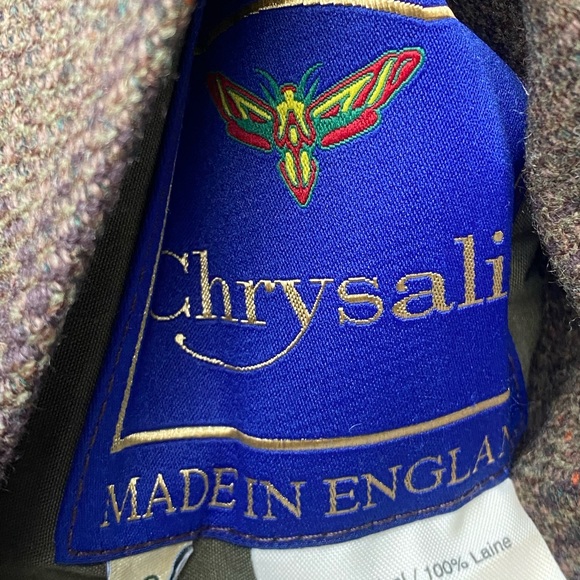 Chrysalis England Reversible Tweed Melton Wool Green Brown Check Overcoat 40 - Picture 7 of 14